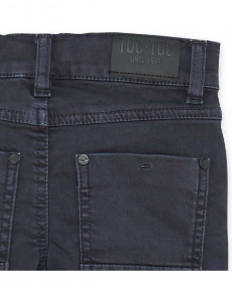 Pantalon en sergé lacets garçon marine basicos baby Pantalon en sergé lacets garçon marine basicos baby