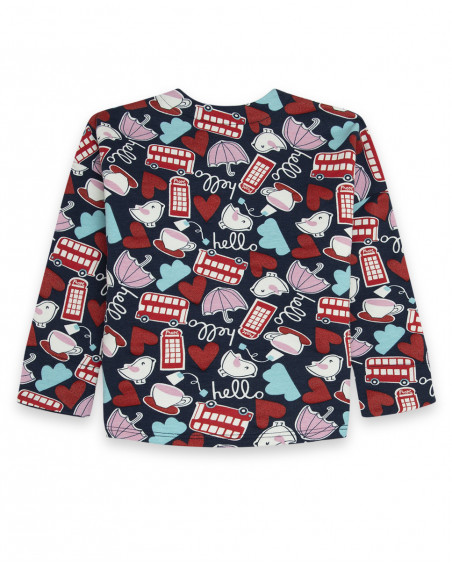 Sweat-shirt en peluche imprimée fille bleu hello london Sweat-shirt en peluche imprimée fille bleu hello london