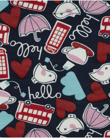 Sweat-shirt en peluche imprimée fille bleu hello london Sweat-shirt en peluche imprimée fille bleu hello london