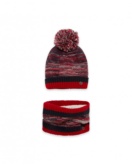 Bonnet et cache-cou en tricot pompon garçon bleu hits of 90