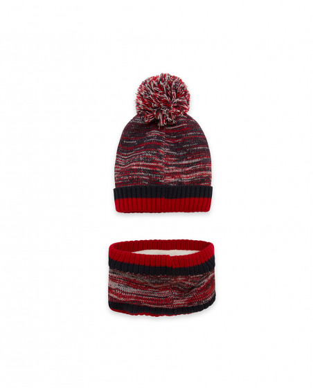 Bonnet et cache-cou en tricot pompon garçon bleu hits of 90