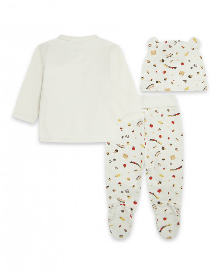 Ensemble en jersey et bonnet long avec pieds garçon beige Ensemble en jersey et bonnet long avec pieds garçon beige