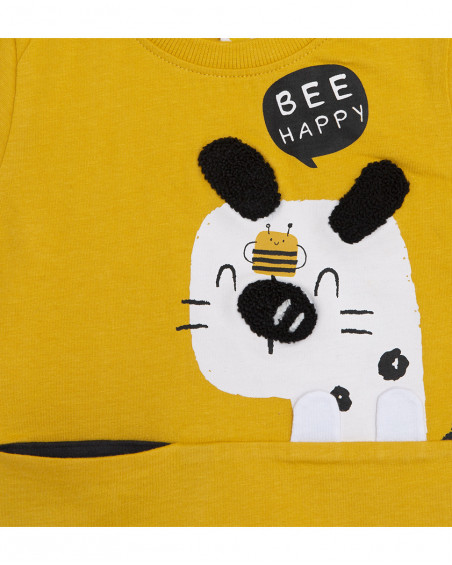 Tee-shirt en jersey chiot garçon jaune bee happy Tee-shirt en jersey chiot garçon jaune bee happy