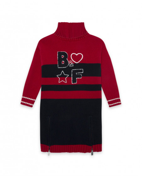 Robe en tricot à rayures garçon rouge breakfast time Robe en tricot à rayures garçon rouge breakfast time