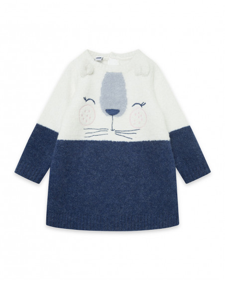 Robe en tricot visage fille bleue glaciar Robe en tricot visage fille bleue glaciar