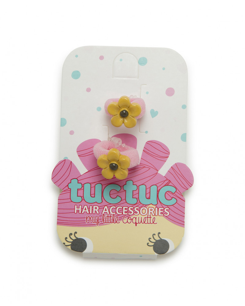 Set 2 élastique cheveux fleurs fille jaune bee happy