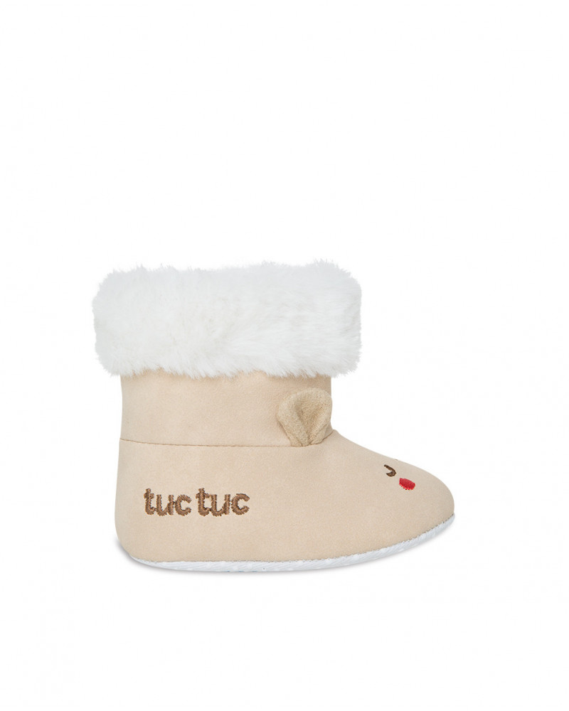 Bottes en daim visage garçon beiges brownie bears