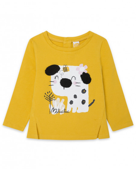 Tee-shirt en jersey chiot fille jaune bee happy Tee-shirt en jersey chiot fille jaune bee happy