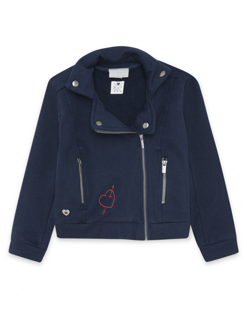 Veste en coton molletonné avec fermeture éclair garçon bleu