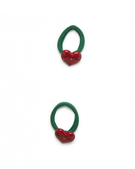Set 2 élastique cheveux coeurs fille rouge highlands Set 2 élastique cheveux coeurs fille rouge highlands