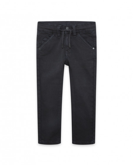 Pantalon en sergé lacets garçon gris basicos baby Pantalon en sergé lacets garçon gris basicos baby