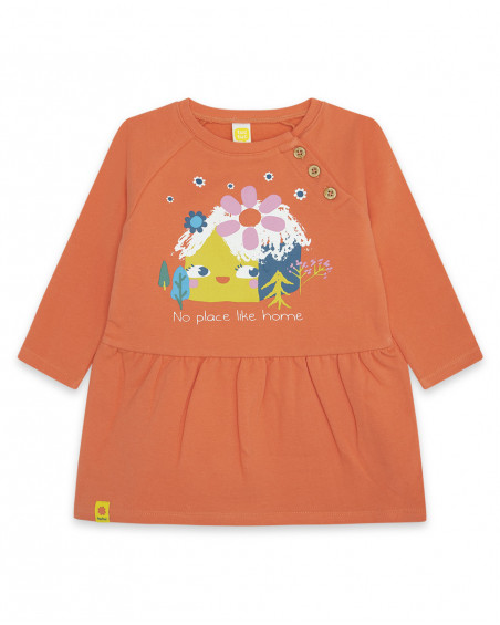 Robe en coton molletonné message fille rouge color hikers Robe en coton molletonné message fille rouge color hikers