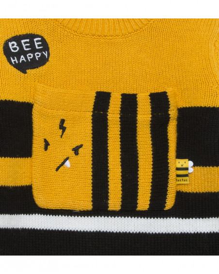 Pull-over en tricot à rayures garçon jaune bee happy Pull-over en tricot à rayures garçon jaune bee happy