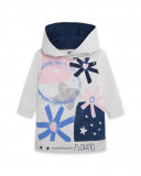 Robe en coton molletonné avec capuche fille blanche glaciar Robe en coton molletonné avec capuche fille blanche glaciar