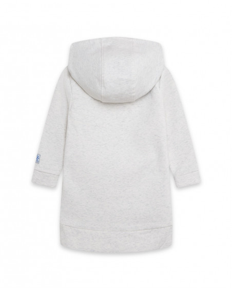 Robe en coton molletonné avec capuche fille blanche glaciar Robe en coton molletonné avec capuche fille blanche glaciar
