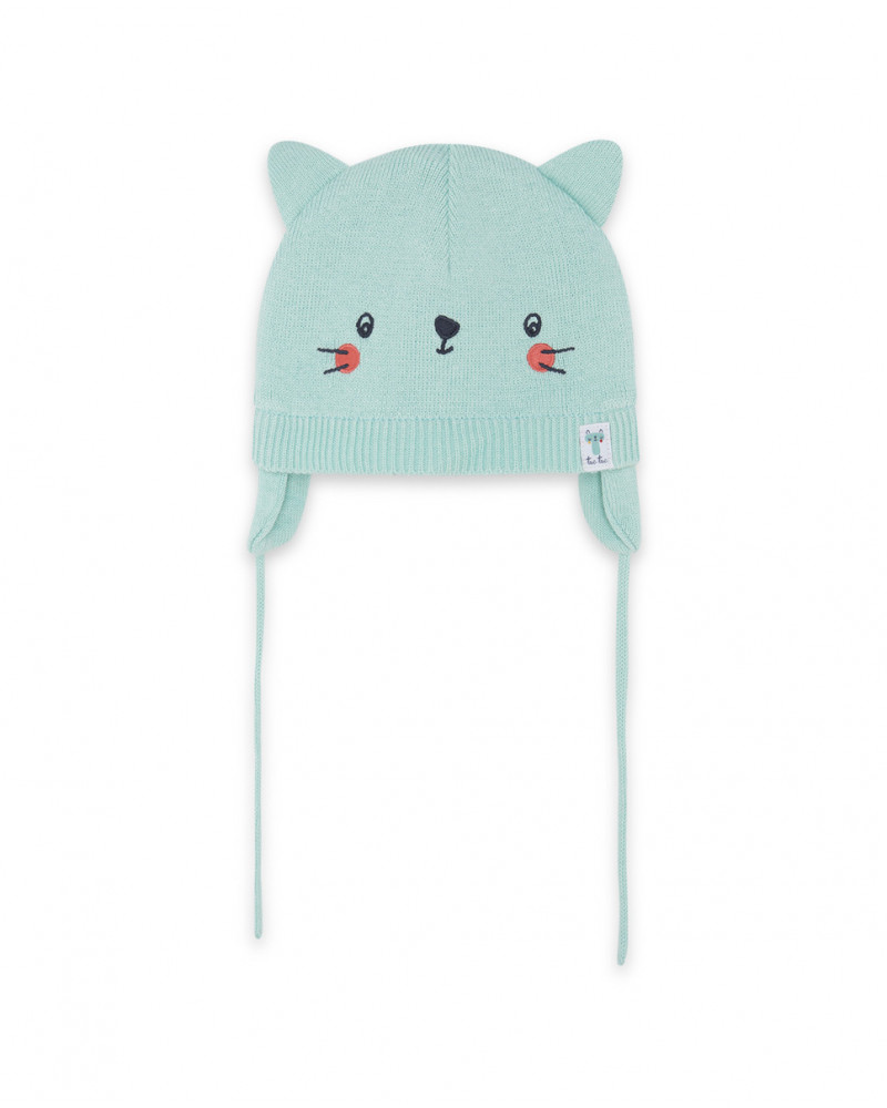 Bonnet en tricot chat garçon bleu alphabet