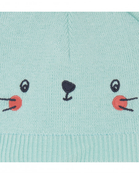 Bonnet en tricot chat garçon bleu alphabet Bonnet en tricot chat garçon bleu alphabet
