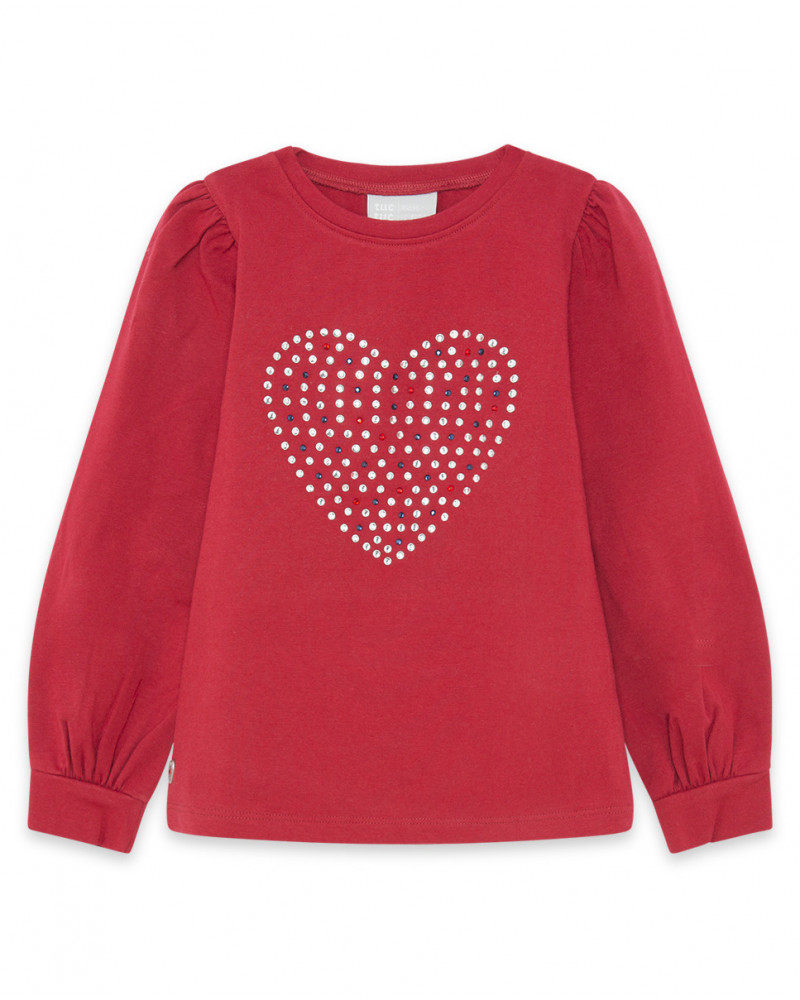 Tee-shirt en jersey coeur garçon rouge breakfast time