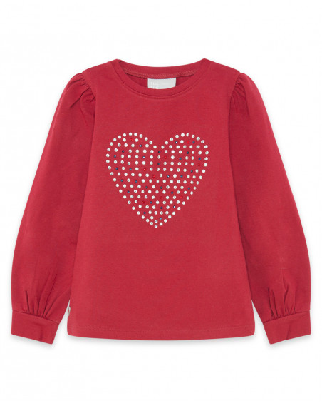 Tee-shirt en jersey coeur garçon rouge breakfast time Tee-shirt en jersey coeur garçon rouge breakfast time