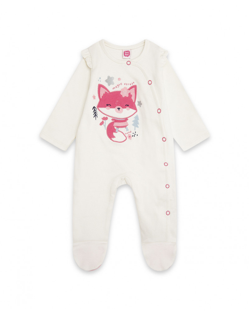 Grenouillère en jersey long avec pieds fille blanc dancing in