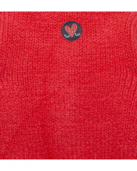 Veste en tricot boutons fille rouge hello london Veste en tricot boutons fille rouge hello london