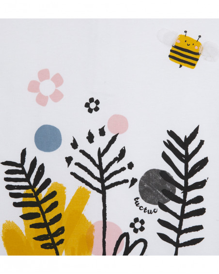 Tee-shirt en jersey imprimée fille blanc bee happy Tee-shirt en jersey imprimée fille blanc bee happy