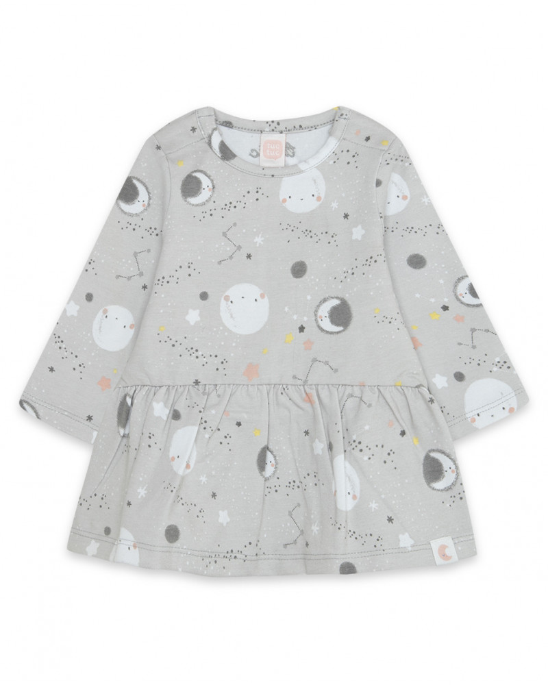Robe en jersey étoiles fille grise luna llena