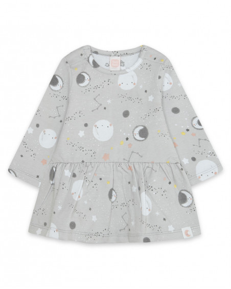 Robe en jersey étoiles fille grise luna llena Robe en jersey étoiles fille grise luna llena