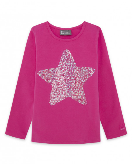 Tee-shirt en jersey étoile fille fucsia basicos baby Tee-shirt en jersey étoile fille fucsia basicos baby