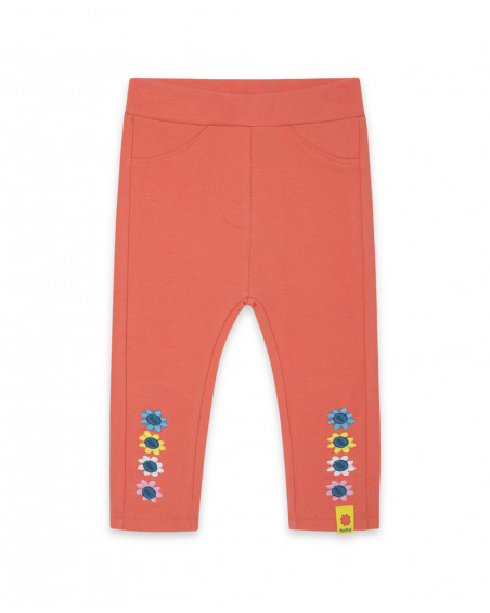 Leggings en coton molletonné fleurs fille rouges color hikers Leggings en coton molletonné fleurs fille rouges color hikers