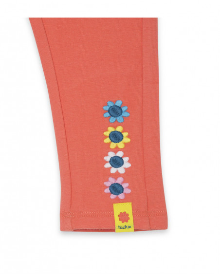 Leggings en coton molletonné fleurs fille rouges color hikers Leggings en coton molletonné fleurs fille rouges color hikers
