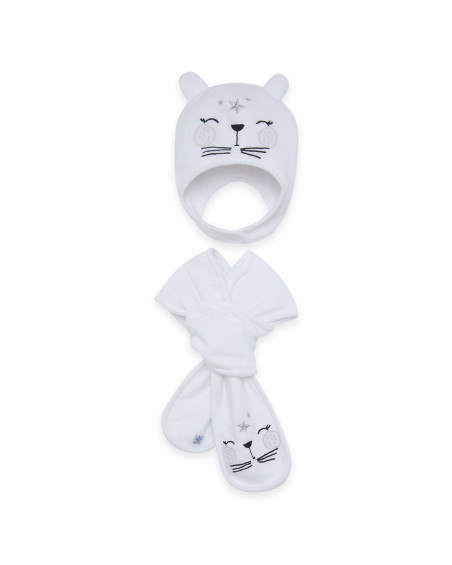 Bonnet et écharpe polaire petit ourson fille blanc glaciar Bonnet et écharpe polaire petit ourson fille blanc glaciar