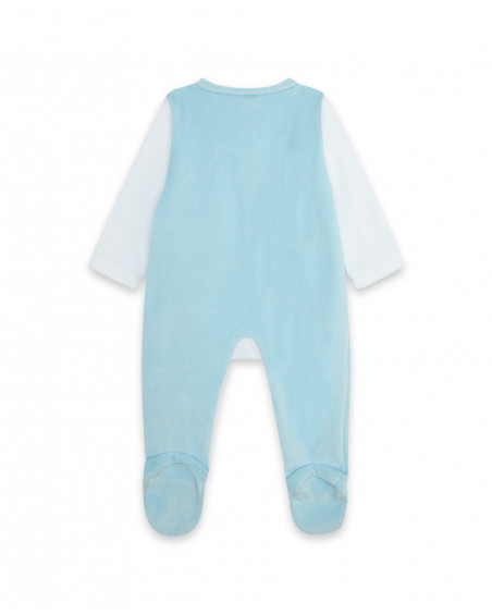 Grenouillère velours ouvert. latérale avec pieds garçon bleu Grenouillère velours ouvert. latérale avec pieds garçon bleu