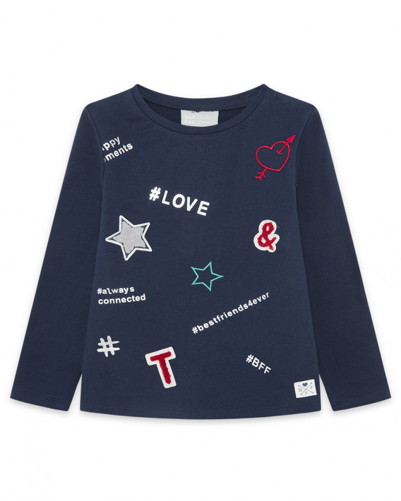 Tee-shirt en jersey imprimée garçon bleu breakfast time