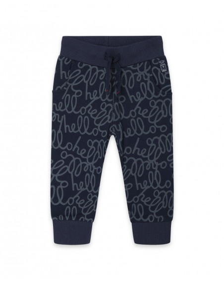 Pantalon en peluche imprimé garçon bleu hello london Pantalon en peluche imprimé garçon bleu hello london