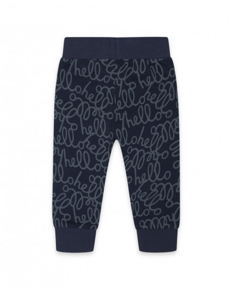 Pantalon en peluche imprimé garçon bleu hello london Pantalon en peluche imprimé garçon bleu hello london