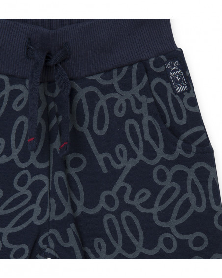 Pantalon en peluche imprimé garçon bleu hello london Pantalon en peluche imprimé garçon bleu hello london