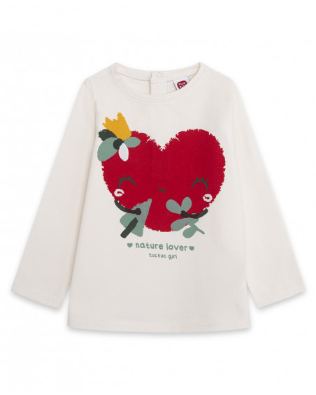 Tee-shirt en jersey coeur fille blanc highlands Tee-shirt en jersey coeur fille blanc highlands