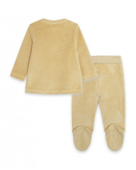 Ensemble velours long avec pieds garçon beige brownie bears Ensemble velours long avec pieds garçon beige brownie bears