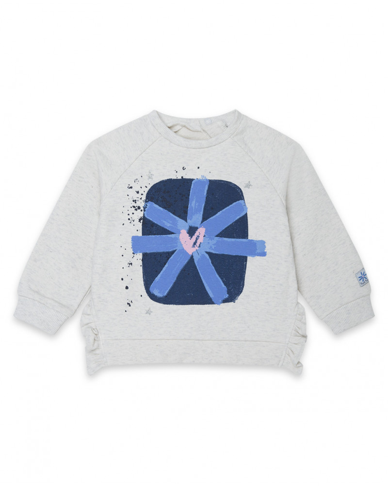 Sweat-shirt en peluche fermée sans capuche fille blanc glaciar