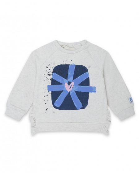 Sweat-shirt en peluche fermée sans capuche fille blanc glaciar Sweat-shirt en peluche fermée sans capuche fille blanc glaciar