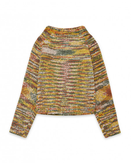 Pull-over en tricot imprimé fille orange hidden nature Pull-over en tricot imprimé fille orange hidden nature