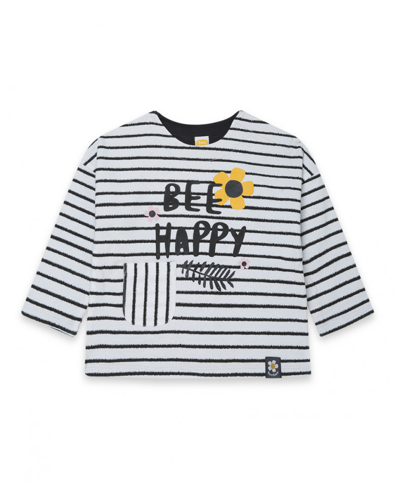 Sweat-shirt en peluche fermée sans capuche fille gris bee happy