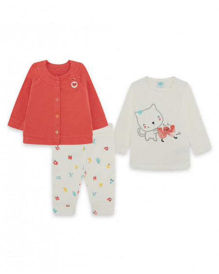 Ensemble 3 pièces jersey long sans pieds fille blanche alphabet Ensemble 3 pièces jersey long sans pieds fille blanche alphabet