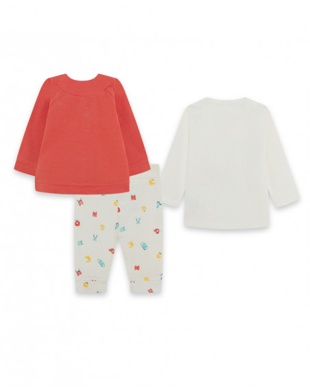 Ensemble 3 pièces jersey long sans pieds fille blanche alphabet Ensemble 3 pièces jersey long sans pieds fille blanche alphabet