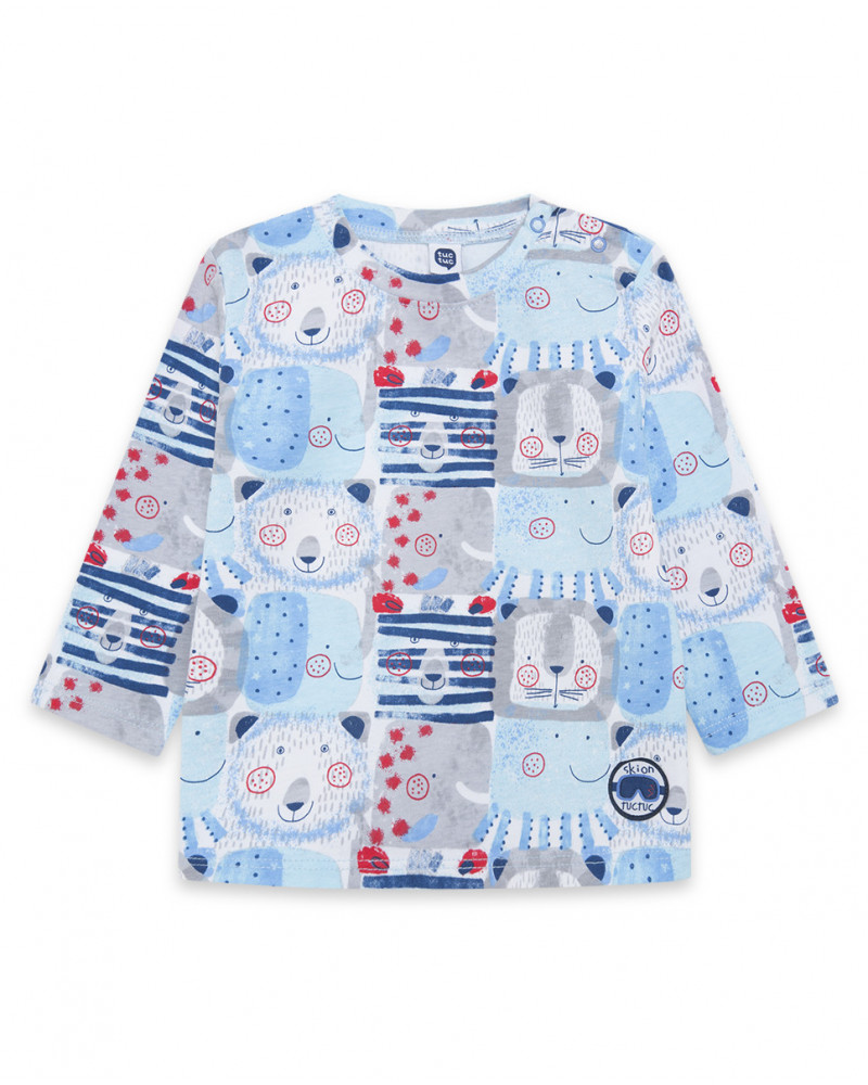 Tee-shirt en jersey imprimée garçon bleu glaciar