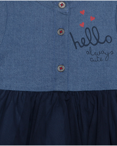 Robe en jeans et tulle coeurs fille bleue hello london Robe en jeans et tulle coeurs fille bleue hello london