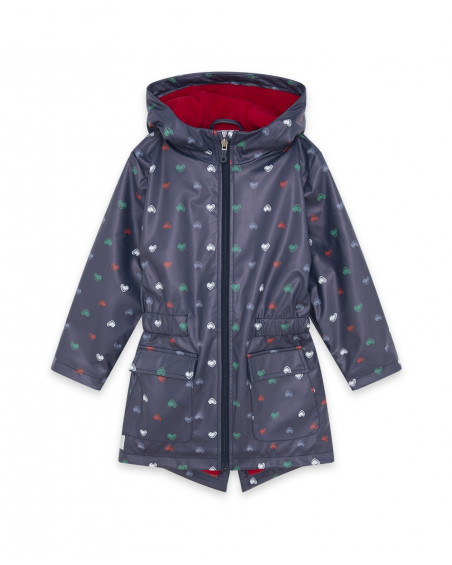 Gabardine avec capuche fille bleue breakfast time Gabardine avec capuche fille bleue breakfast time