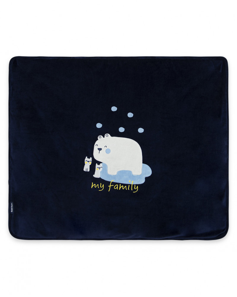 Couverture en velours petits oursons garçon bleue it's cold