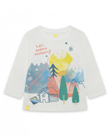 Tee-shirt en jersey paysage garçon blanc color hikers Tee-shirt en jersey paysage garçon blanc color hikers
